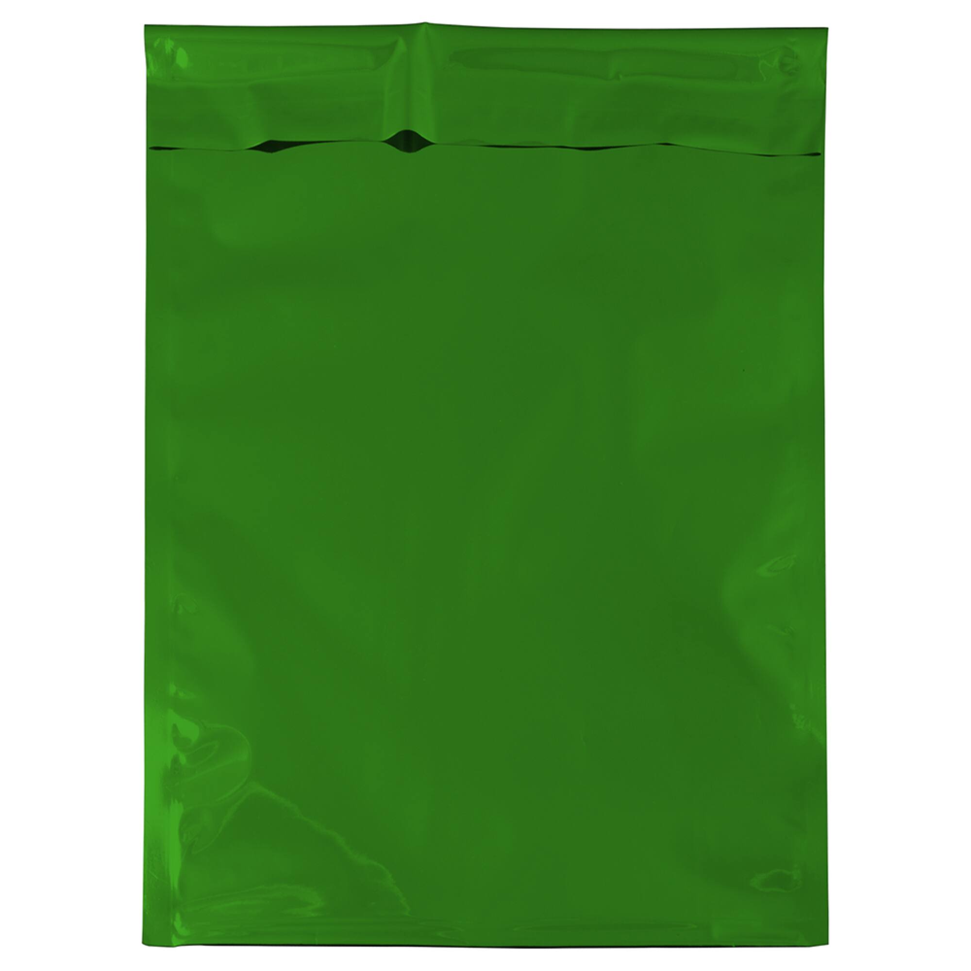 JAM Paper 10" x 13" Green Foil Open End Envelope with Self Adhesive Closure, 25ct.